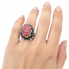 Load image into Gallery viewer, Ópalo Ring – Natural Opal & Enamel Adjustable Statement in .925 Sterling Silver
