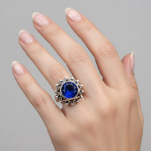 Load image into Gallery viewer, Azul Ring – Blue Accent Adjustable Statement in .925 Sterling Silver