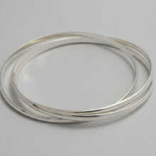 Load image into Gallery viewer, Tradicional Bangle Set - Handmade 3 Piece .925 Sterling Silver Bangle Set in Mexican Silver
