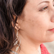 Load image into Gallery viewer, Native Earrings – Swirl &amp; Leaf Drop Dangles in .925 Sterling Silver
