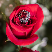 Load image into Gallery viewer, Pasión Ring – Red Zirconia Adjustable Statement in .925 Sterling Silver
