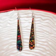 Load image into Gallery viewer, Natural Opal Long Earrings, multicolour earrings, silver long earrings, sterling silver
