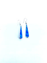 Load image into Gallery viewer, Natural Opal Long Earrings, multicolour earrings, silver long earrings, sterling silver
