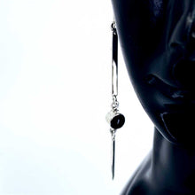 Load image into Gallery viewer, Alteza Earrings – Sleek Onyx Long Drops in .925 Sterling Silver
