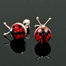 Load image into Gallery viewer, Catarinas Stud Earrings – Ladybug Sparkle Studs in .925 Sterling Silver
