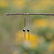 Load image into Gallery viewer, Alteza Earrings – Sleek Onyx Long Drops in .925 Sterling Silver
